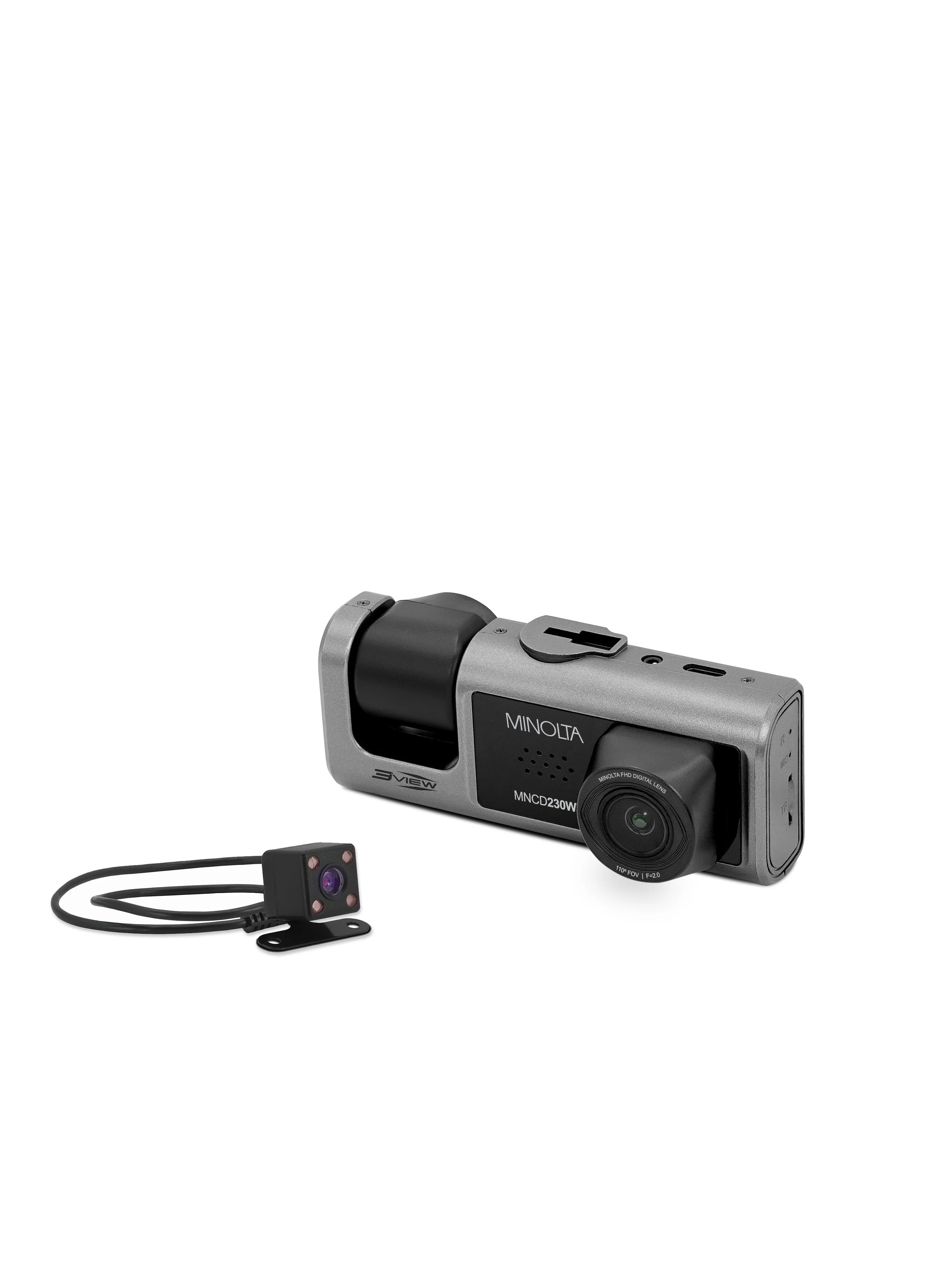 3VIEW® MNCD230WT 1080P Dash Camera w/3-Channel Recording with WiFi
